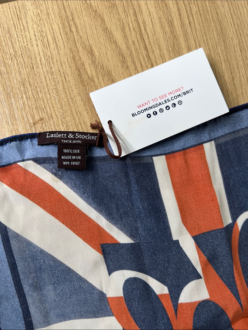 Laslett & Stocker England 1963 Mini Silk Scarf Pocket Square Union Jack New - Picture 4 of 4